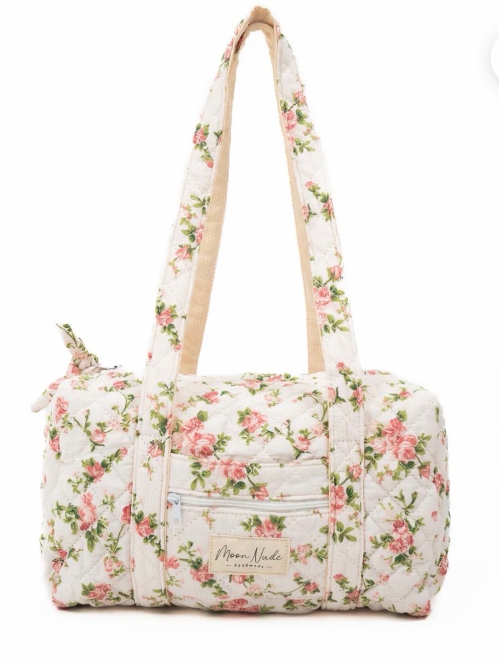 New Moon  Nude mini  Duffle bag Lightweight Quilted Floral in Pink and Cream